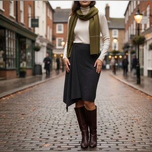 Vintage Michael Kors / Lyle & Scott Cashmere Skirt made Scotland faux wrap drape